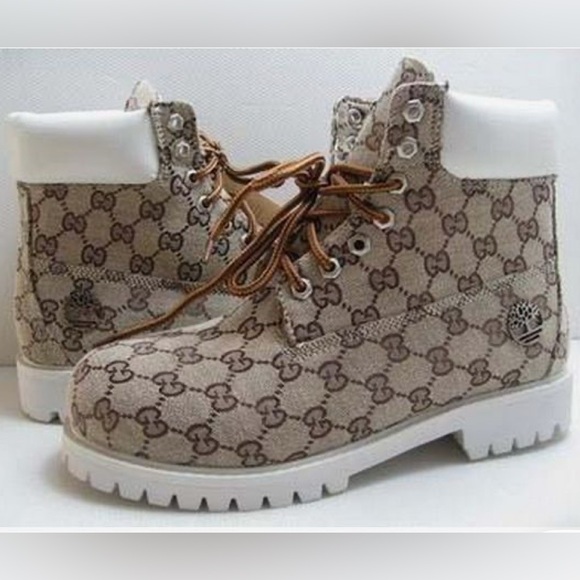 Timberland x Gucci Khaki/Ivory Boots Size 34/8 Mens - Picture 1 of 9